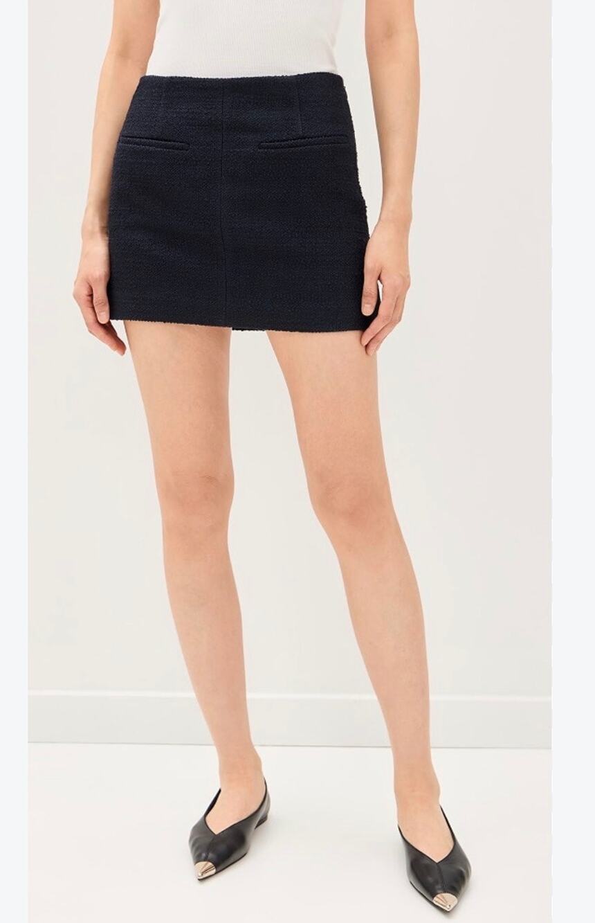 ALC Cowan Tweed Mini Skirt in Deep Navy 2